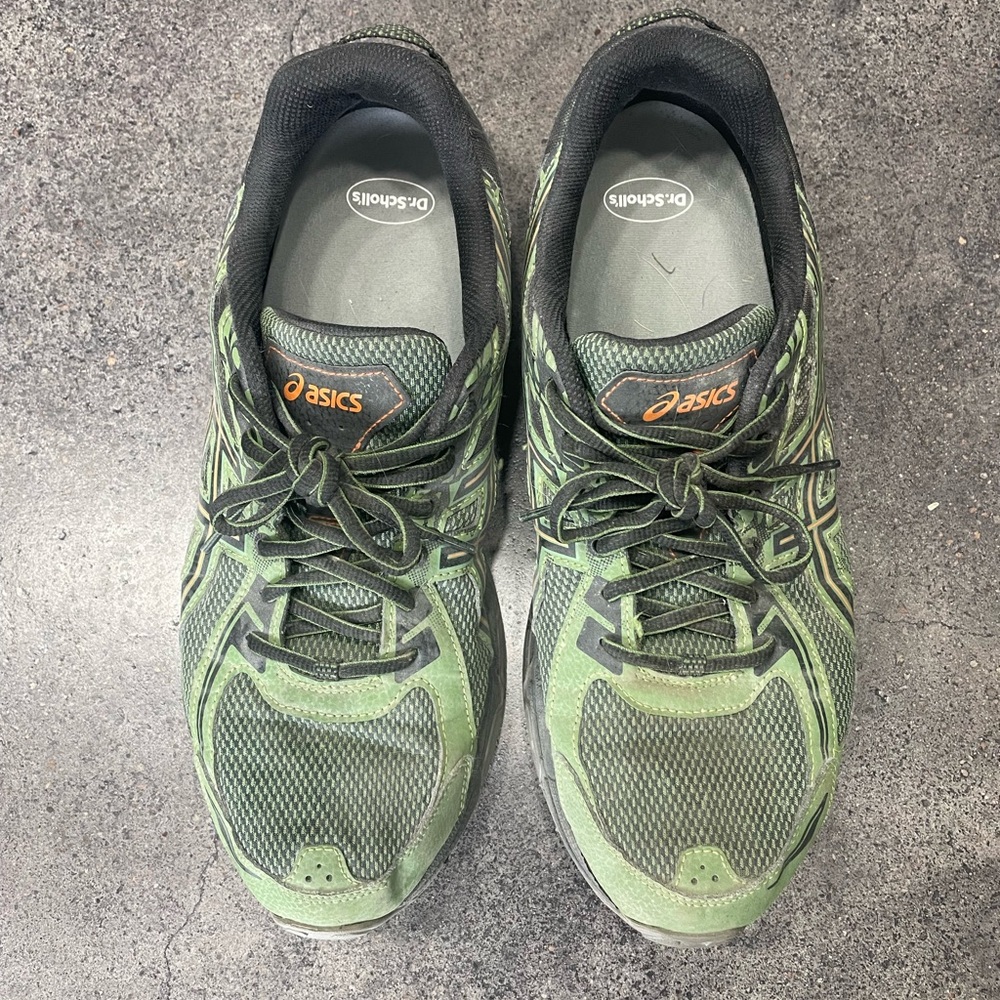 Asics Green Athletic Running Shoes with Mesh Upper
